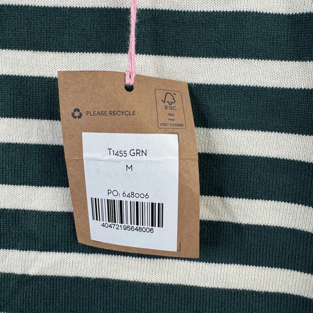 Boden Women's Dark Green and White Striped Long Sleeve Tee - Picture 8 of 9
